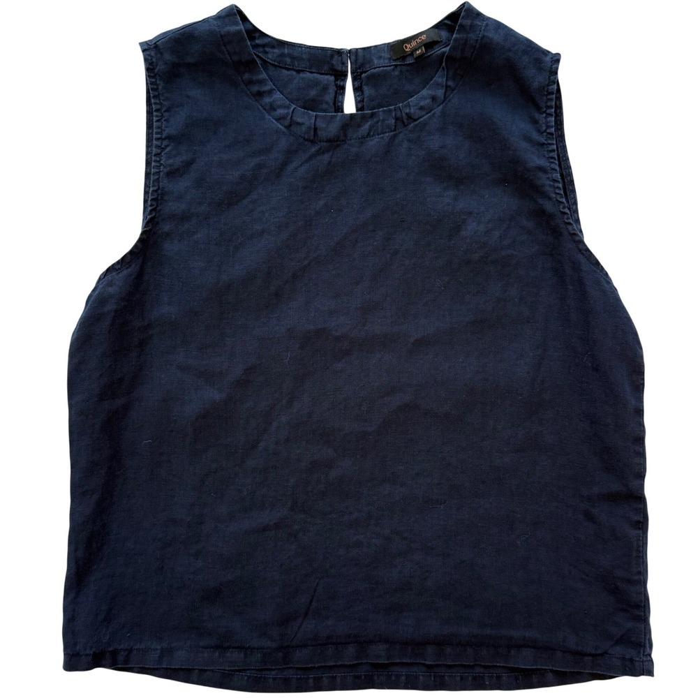 Quince 100% European Linen Tank Top Deep Navy Blue Size M minimalist